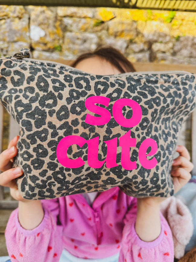 Leopard Print Pouch- So Cute - Dottie’s Design: Hot pink