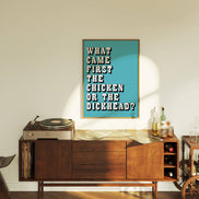 What Came First? Funny Lyric Print: Red&Pink / A3