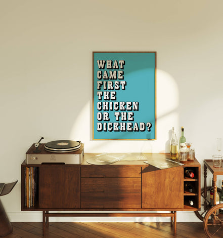What Came First? Funny Lyric Print: Red&Pink / A3