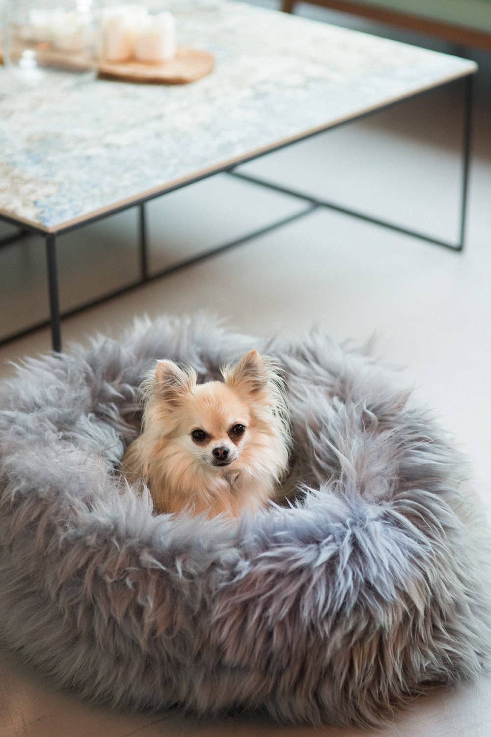 Grey Sheepskin Pet Bed: 40cm