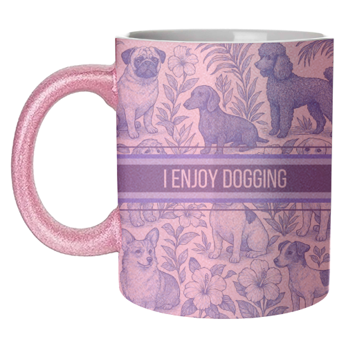 Mugs 'I Enjoy Dogging' by Lilly Rose: Mug Colour Inner & Handle 11oz - Blue