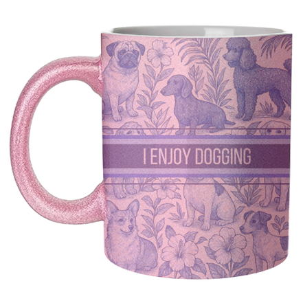 Mugs 'I Enjoy Dogging' by Lilly Rose: Mug Colour Inner & Handle 11oz - Blue
