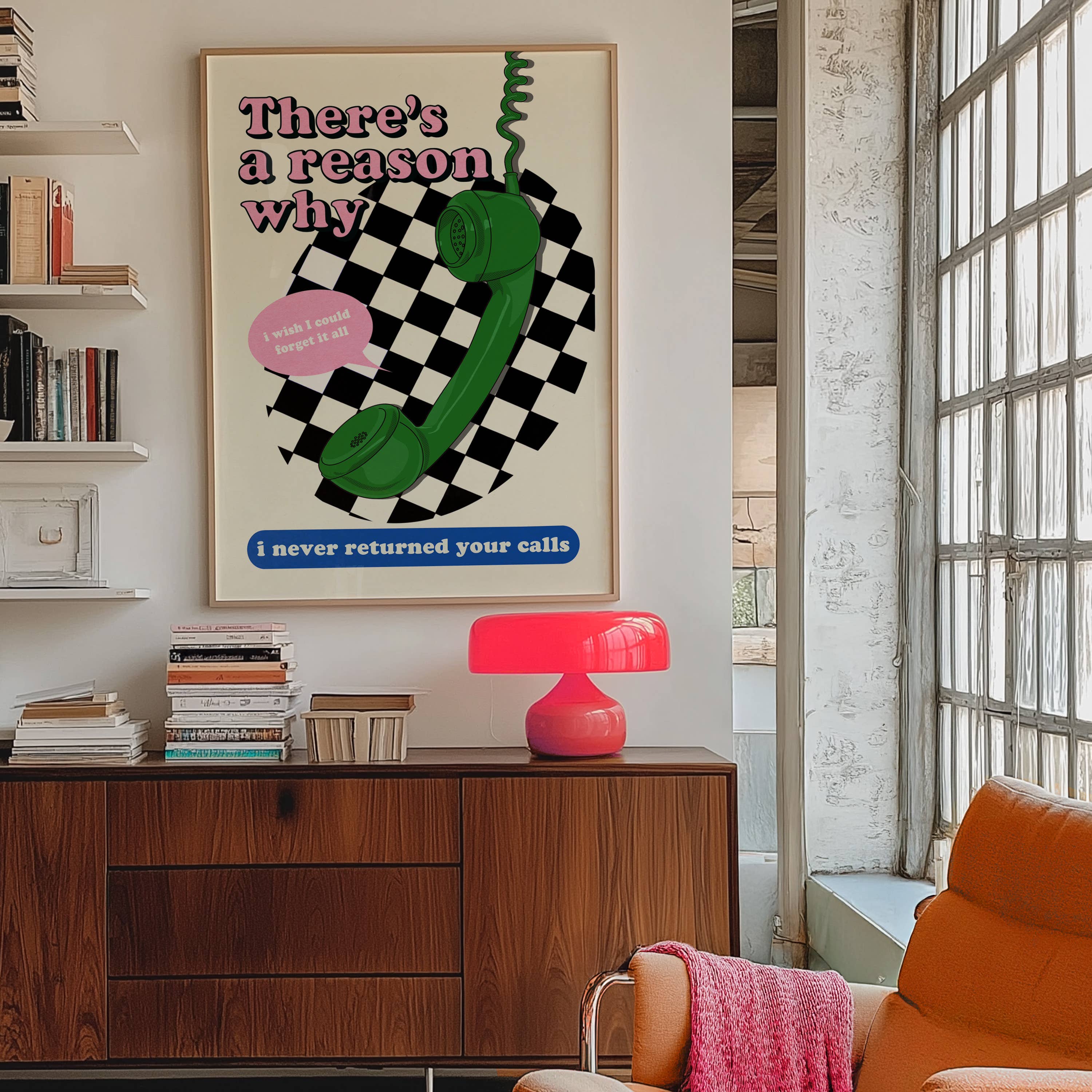 There's A Reason Why Art Print: Green/Pink/Blue / A3
