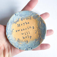 Maybe Swearing Will Help - little ceramic dish. Made in Wales. Free UK delivery: Pink