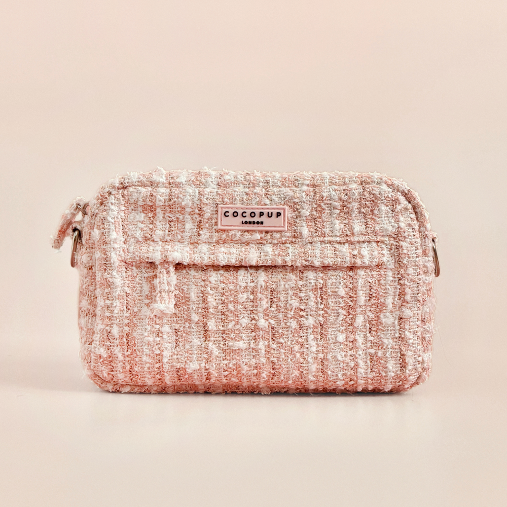 Dog Walking Bag - Pink Textured Tweed