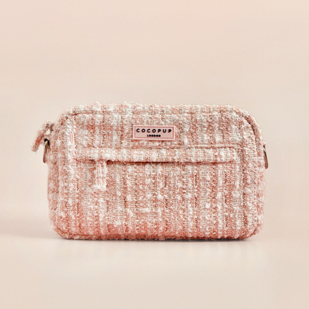 Dog Walking Bag - Pink Textured Tweed