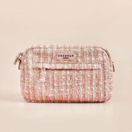 Dog Walking Bag - Pink Textured Tweed