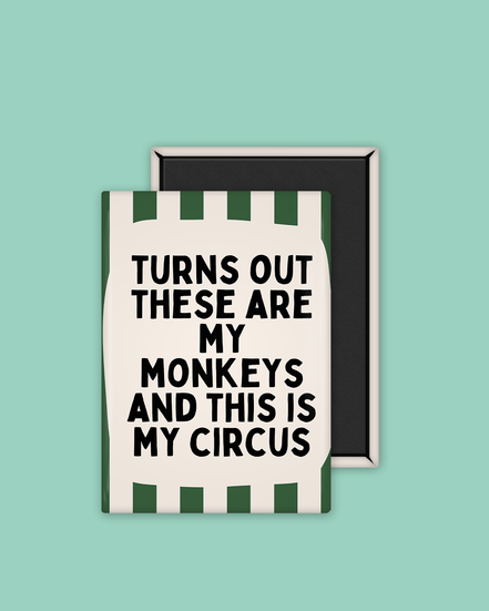 Turns Out These Are My Monkeys | Ceramic Magnet: Teal & Blush Pink