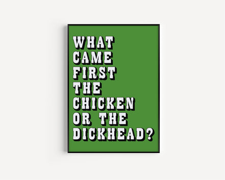 What Came First? Funny Lyric Print: Red&Pink / A3