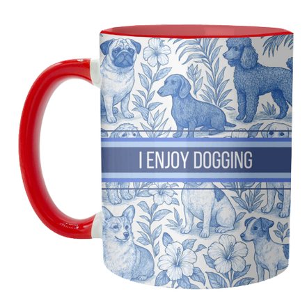 Mugs 'I Enjoy Dogging' by Lilly Rose: Mug Colour Inner & Handle 11oz - Blue