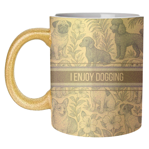 Mugs 'I Enjoy Dogging' by Lilly Rose: Mug Colour Inner & Handle 11oz - Blue