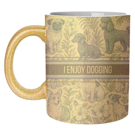 Mugs 'I Enjoy Dogging' by Lilly Rose: Mug Colour Inner & Handle 11oz - Blue