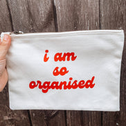 I am so organised large cotton canvas pouch /make up zip bag