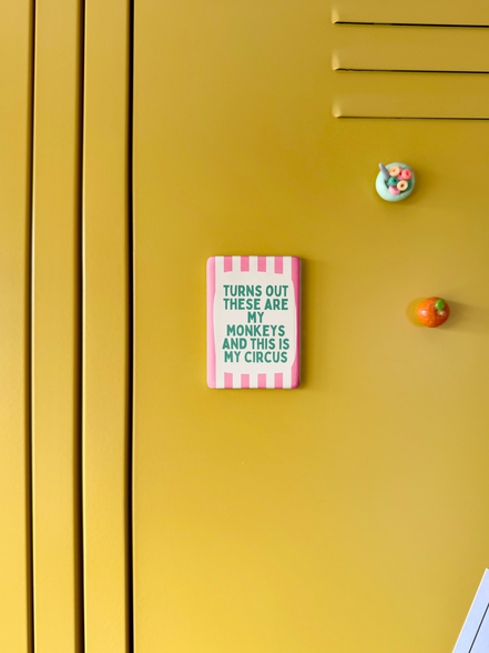 Turns Out These Are My Monkeys | Ceramic Magnet: Teal & Blush Pink