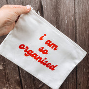 I am so organised large cotton canvas pouch /make up zip bag