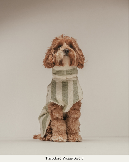 Matcha Stripe | The Cosy Cloak Drying Robe: S
