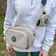 Dog Walking Bag - Latte with Oxford Tweed Strap