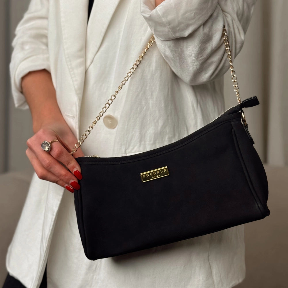 Cocopup London Dog Walking Bag -  Black Suedette