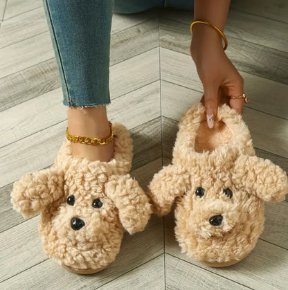 Cute Plush Teddy Dog Slippers