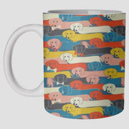 Mugs, Long Dog Pattern By Ania Wieclaw