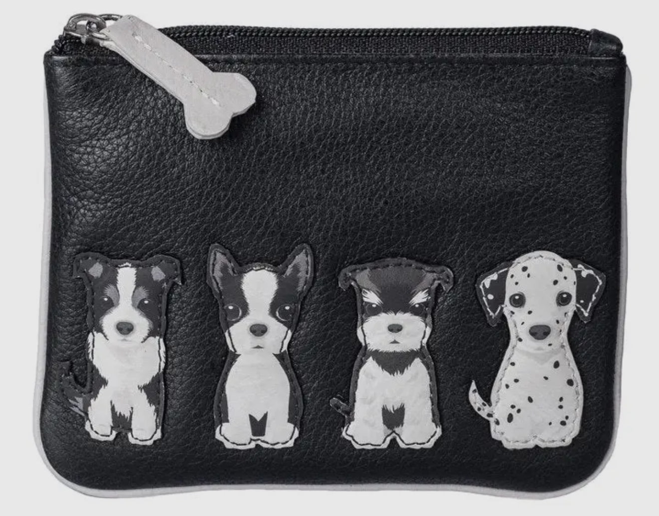 Best Friends Sitting Dogs Leather Coin Pouch Rfid