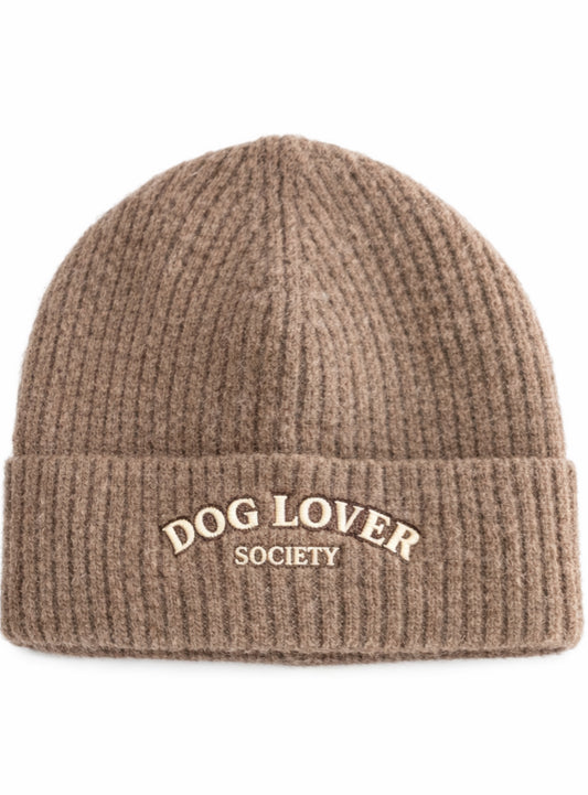 Dog Lover Society Ribbed Beanie – Mocha