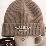Walkies & Coffee Ribbed Beanie – Mocha