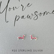 Sparkly Sausage Dog Stud Earrings