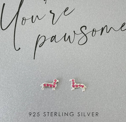 Sparkly Sausage Dog Stud Earrings