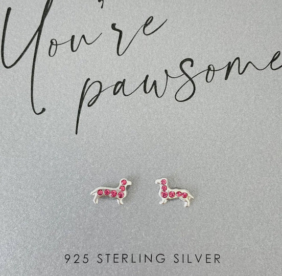 Sparkly Sausage Dog Stud Earrings
