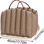 Padded dog car seat that converts into a travel bed and portable carrier for safe, stylish journeys