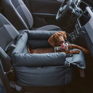 Luxury Multi-Use Dog Car Seat & Travel Bed – Portable Carrier, Home Bed & Fully Washable, Slate Grey