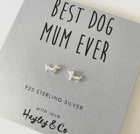 Best Dog Mum Ever Sterling Silver Earrings