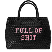 Vegan Pink FULL OF SHIT Woven Handbag