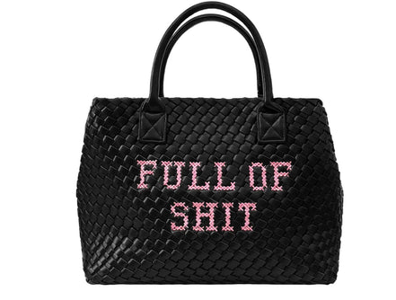 Vegan Pink FULL OF SHIT Woven Handbag