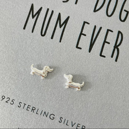 Best Dog Mum Ever Sterling Silver Earrings