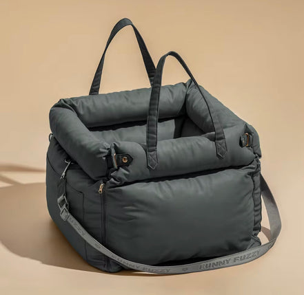 Luxury Multi-Use Dog Car Seat & Travel Bed – Portable Carrier, Home Bed & Fully Washable, Slate Grey
