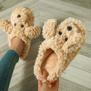 Cute Plush Teddy Dog Slippers