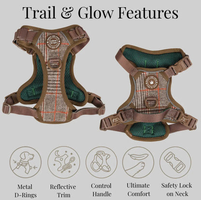 Trail & Glow - Dog Harness Bundle Set - Colour Drops - Heritage Plaid