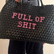 Vegan Pink FULL OF SHIT Woven Handbag