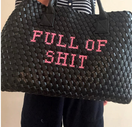 Vegan Pink FULL OF SHIT Woven Handbag