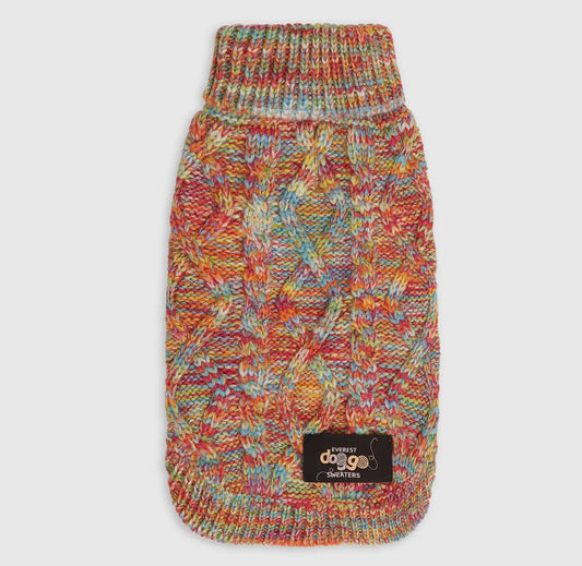 Dog Jumper, 100% Mongolian Wool, Handmade, Rainbow Orange