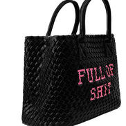 Vegan Pink FULL OF SHIT Woven Handbag