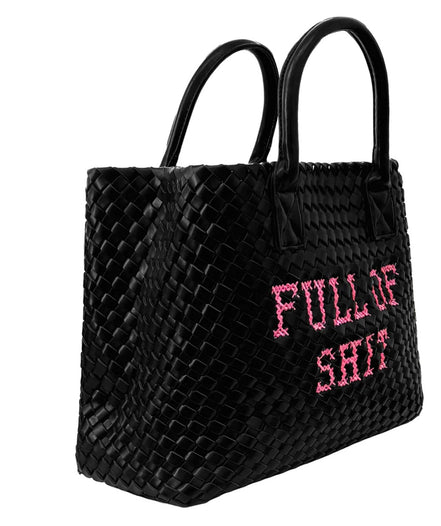 Vegan Pink FULL OF SHIT Woven Handbag