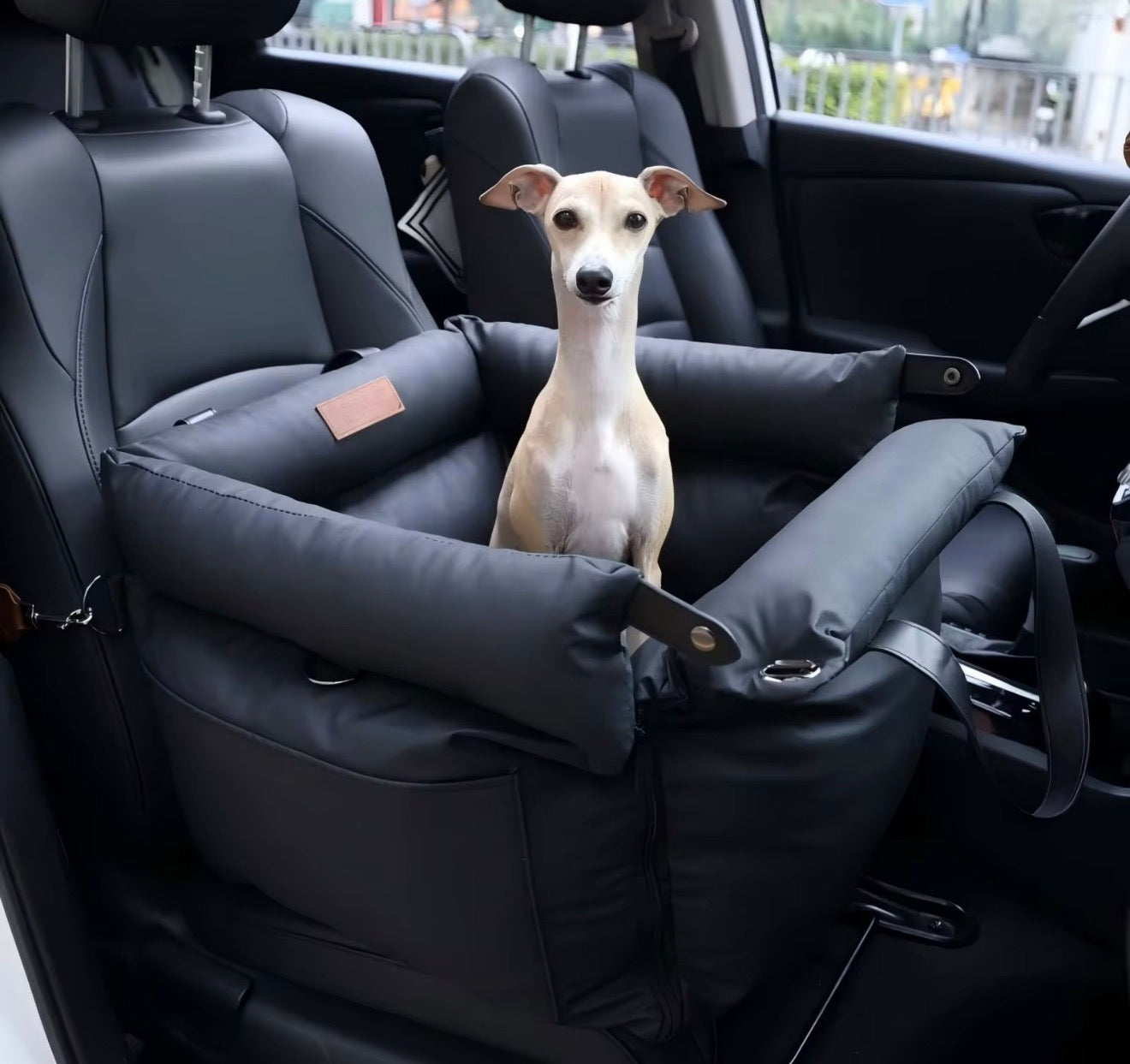 Luxury Multi-Use Dog Car Seat & Travel Bed – Portable Carrier, Home Bed & Fully Washable, Slate Grey