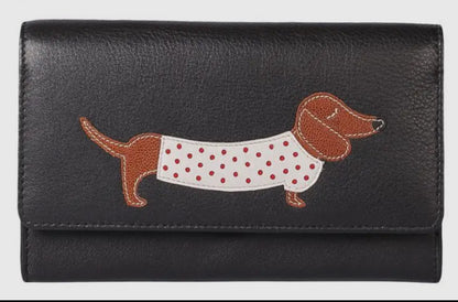 Best Friends Sausage Leather Dog Flap Over Purse