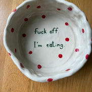Large Handmade Funny Dog Pottery Bowls