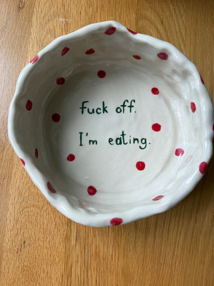 Large Handmade Funny Dog Pottery Bowls