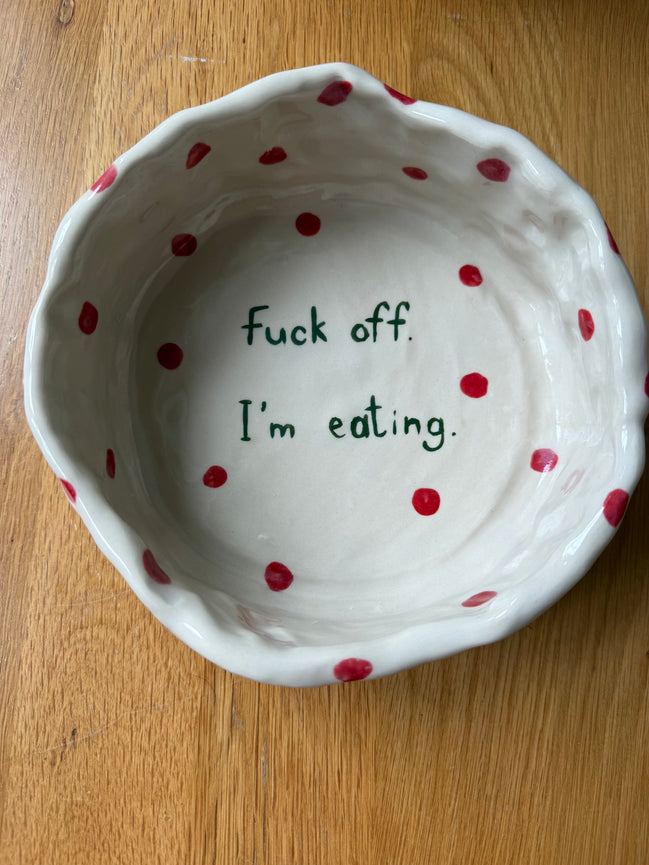 Large Handmade Funny Dog Pottery Bowls