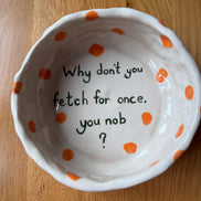 Large Handmade Funny Dog Pottery Bowls